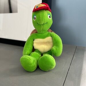 Green Turtle Plush Toy with Red Hat